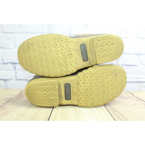 LL Bean Women's Brown Leather Lace Up Unlined Mid Calf Duck Boots Size 9 M - Picture 9 of 10